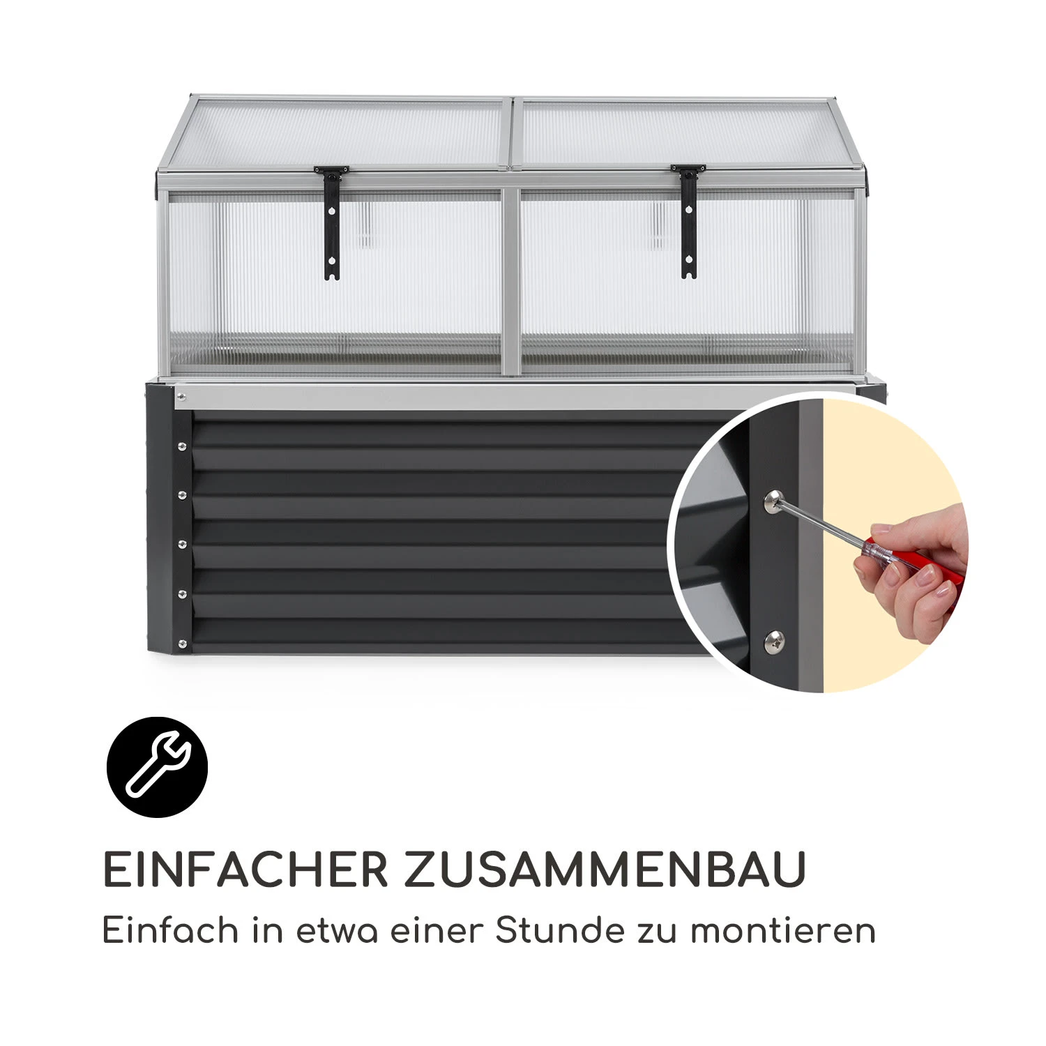 High Grow Advanced Hochbeet Mit Dach 120x95x100cm 540l Stahl Verzinkt 7 High Grow Advanced Hochbeet Mit Dach 120x95x100cm 540l Stahl Verzinkt – Bild 7