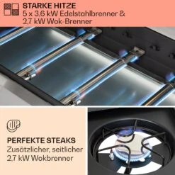 Tomahawk Gasgrill 5x3,6 KW + 2,7 KW Brenner 80x43,5 Cm Grill Edelstahl -Garten Store 10034712 de 0003 usp