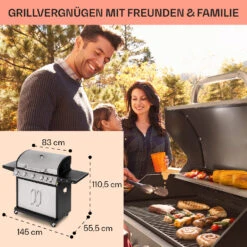 Tomahawk Gasgrill 5x3,6 KW + 2,7 KW Brenner 80x43,5 Cm Grill Edelstahl -Garten Store 10034712 de 0006 usp