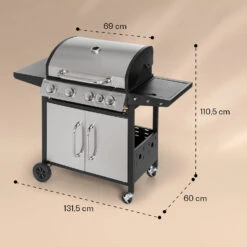 Valkyrie Gasgrill 4x3,5 KW + 3,15 KW Brenner 74x44 Cm Grill Edelstahl -Garten Store 10034715 yy 0008 dimensions