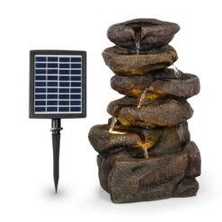 Savona Solarbrunnen 2,8 W Polyresin 5h Akku LEDs Steinoptik