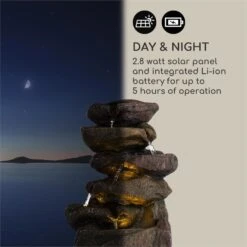 Savona Solarbrunnen 2,8 W Polyresin 5h Akku LEDs Steinoptik -Garten Store 10034720 yy 0007 logo Blumfeldt Savona Solarbrunnen Steinoptik