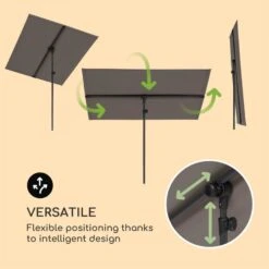 Flex-Shade L Sonnenschirm 130 X 180 Cm Polyester UV 50 Dunkelgrau -Garten Store 10034726 yy 0003 logo Blumfeldt Flex Shade L Sonnenschirm 130x180 grau