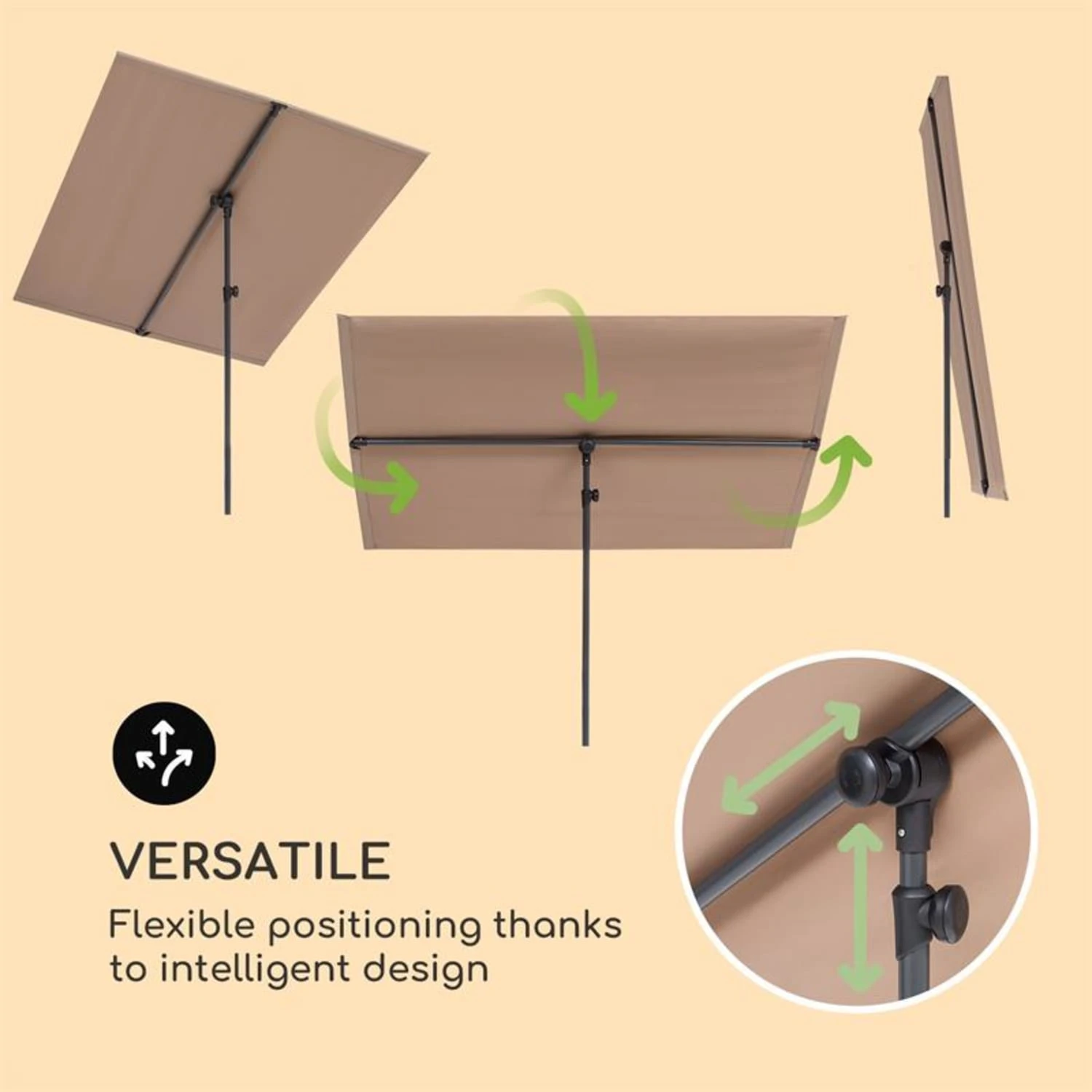 Flex-Shade XL Sonnenschirm 150 X 210 Cm Polyester UV 50 Taupe 3 Flex-Shade XL Sonnenschirm 150 X 210 Cm Polyester UV 50 Taupe – Bild 3