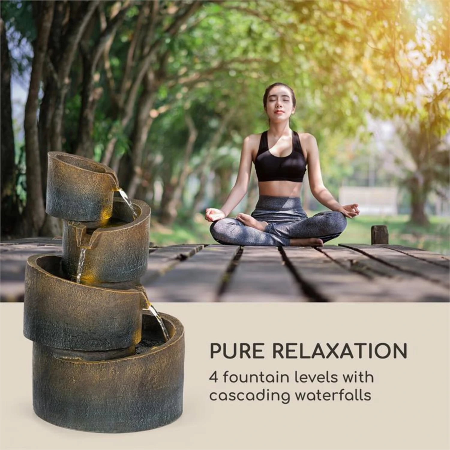 Mantua Kaskadenbrunnen Gartenbrunnen 4 Stufen Akku 2,8W Solar LED 3 Mantua Kaskadenbrunnen Gartenbrunnen 4 Stufen Akku 2,8W Solar LED – Bild 3