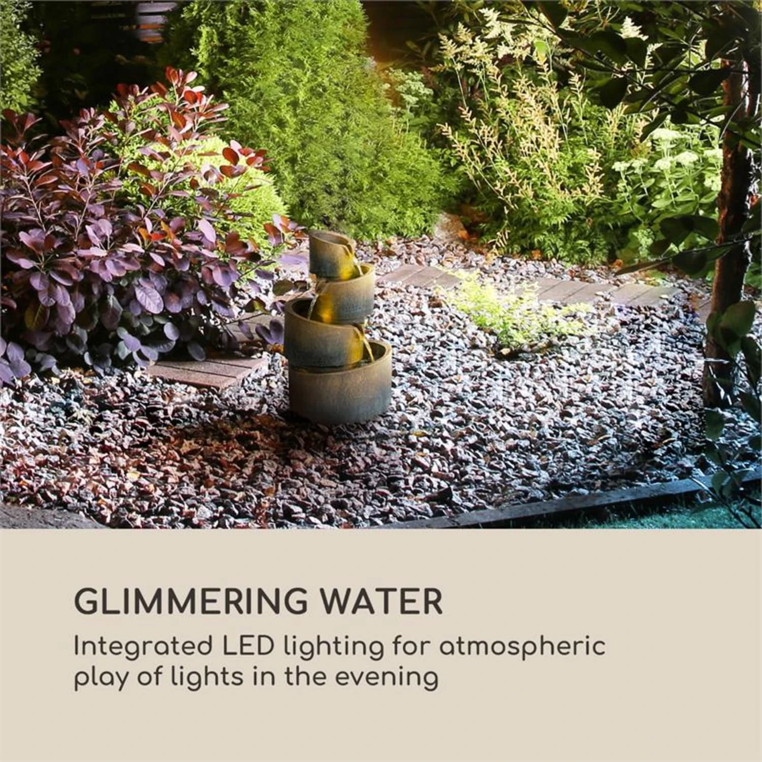 Mantua Kaskadenbrunnen Gartenbrunnen 4 Stufen Akku 2,8W Solar LED 6 Mantua Kaskadenbrunnen Gartenbrunnen 4 Stufen Akku 2,8W Solar LED – Bild 6