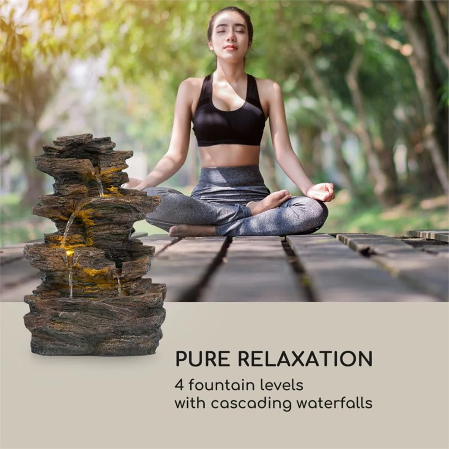 Messina Kaskadenbrunnen Solarbrunnen Gartenbrunnen Akku Solarpanel LED 4 Messina Kaskadenbrunnen Solarbrunnen Gartenbrunnen Akku Solarpanel LED – Bild 4