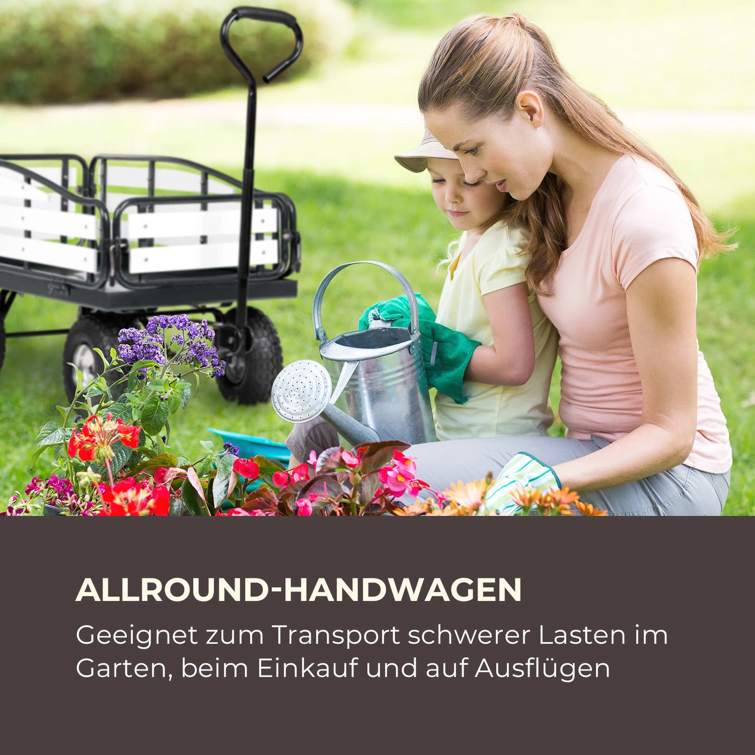 Ventura Handwagen Bollerwagen Schwerlast 300 Kg Wetterfest Stahl WPC 2 Ventura Handwagen Bollerwagen Schwerlast 300 Kg Wetterfest Stahl WPC – Bild 2