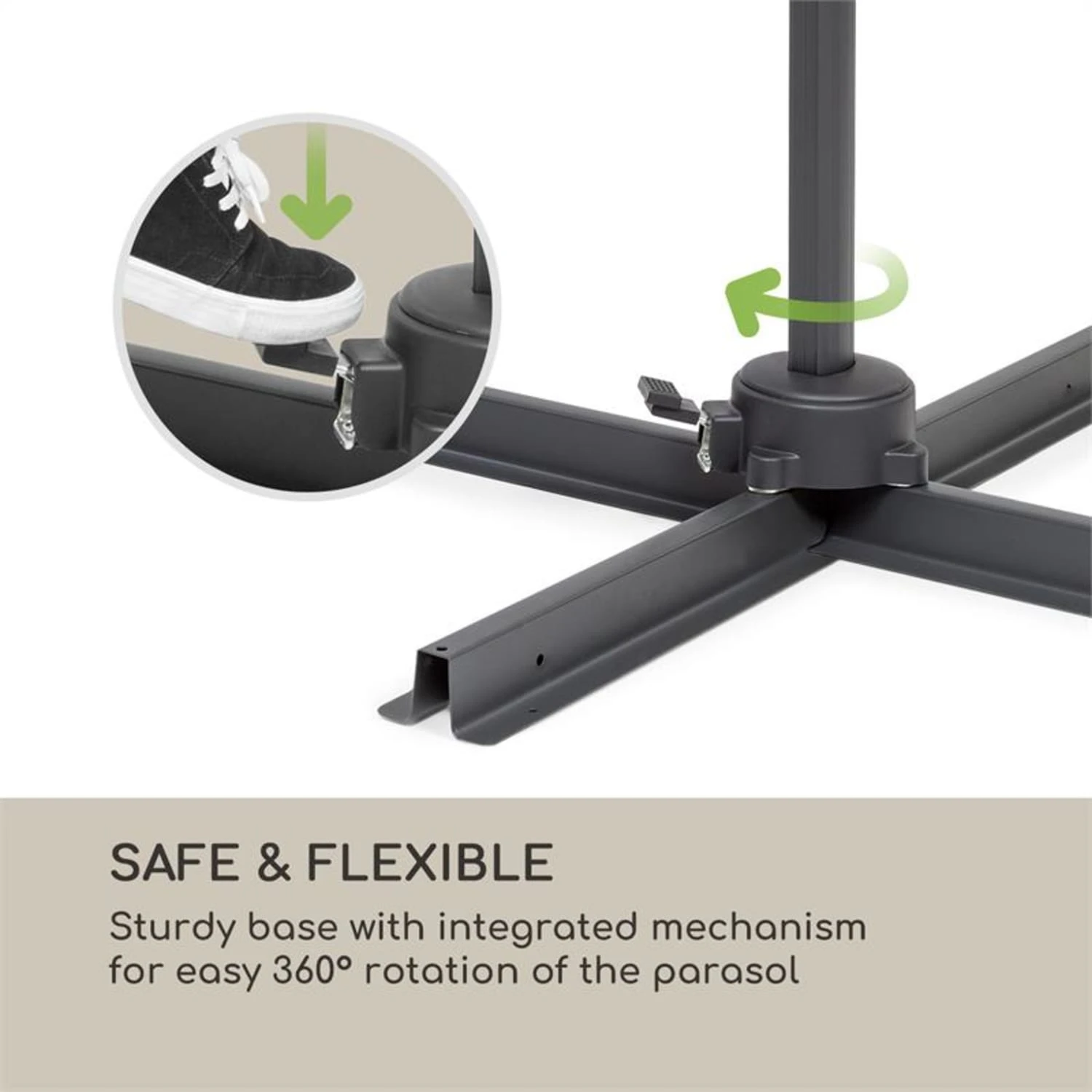 Belo Horizonte Sonnenschirm Sonnenschutz Ø 292cm Polyester Wasserabweisend Inkl. Standbasis Creme 3 Belo Horizonte Sonnenschirm Sonnenschutz Ø 292cm Polyester Wasserabweisend Inkl. Standbasis Creme – Bild 3