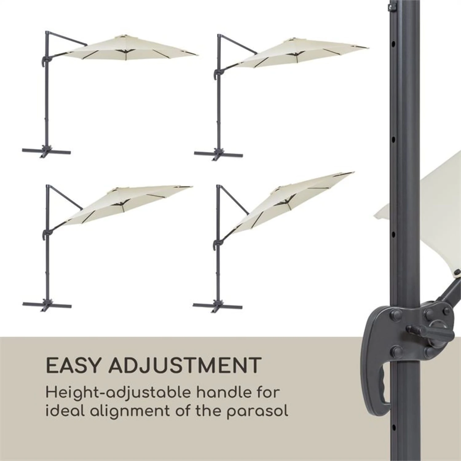Belo Horizonte Sonnenschirm Sonnenschutz Ø 292cm Polyester Wasserabweisend Inkl. Standbasis Creme 5 Belo Horizonte Sonnenschirm Sonnenschutz Ø 292cm Polyester Wasserabweisend Inkl. Standbasis Creme – Bild 5