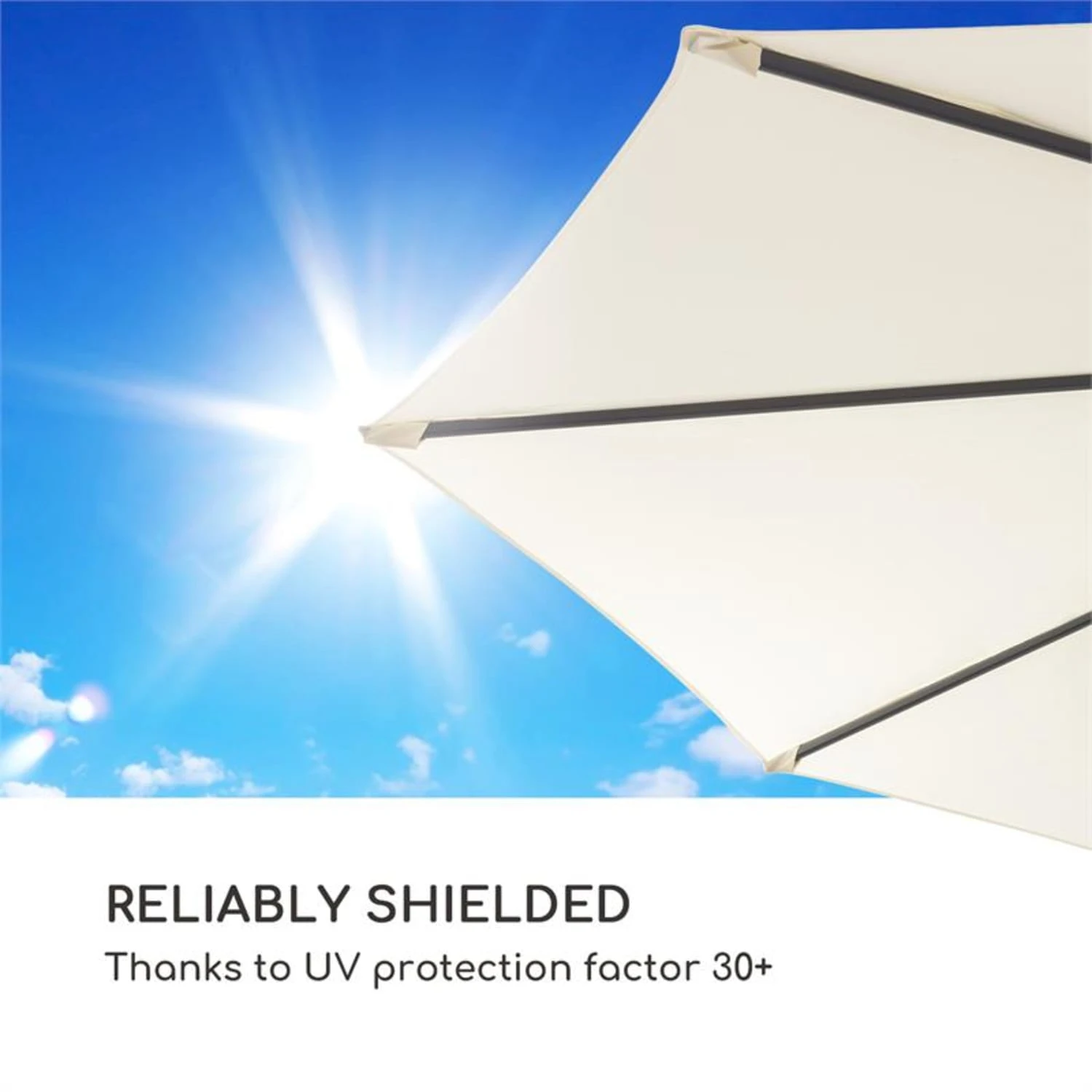 Belo Horizonte Sonnenschirm Sonnenschutz Ø 292cm Polyester Wasserabweisend Inkl. Standbasis Creme 7 Belo Horizonte Sonnenschirm Sonnenschutz Ø 292cm Polyester Wasserabweisend Inkl. Standbasis Creme – Bild 7