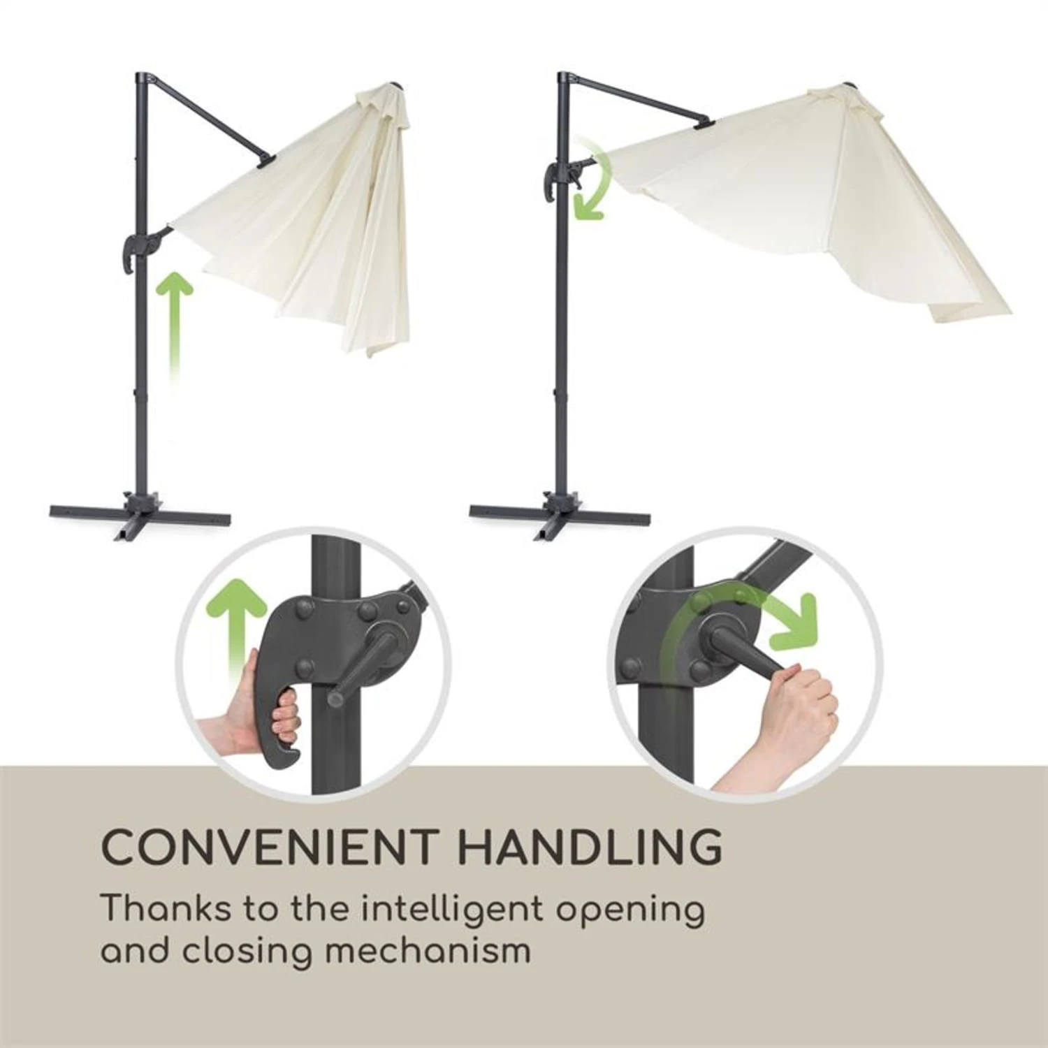 Belo Horizonte Sonnenschirm Sonnenschutz Ø 292cm Polyester Wasserabweisend Inkl. Standbasis Creme 8 Belo Horizonte Sonnenschirm Sonnenschutz Ø 292cm Polyester Wasserabweisend Inkl. Standbasis Creme – Bild 8