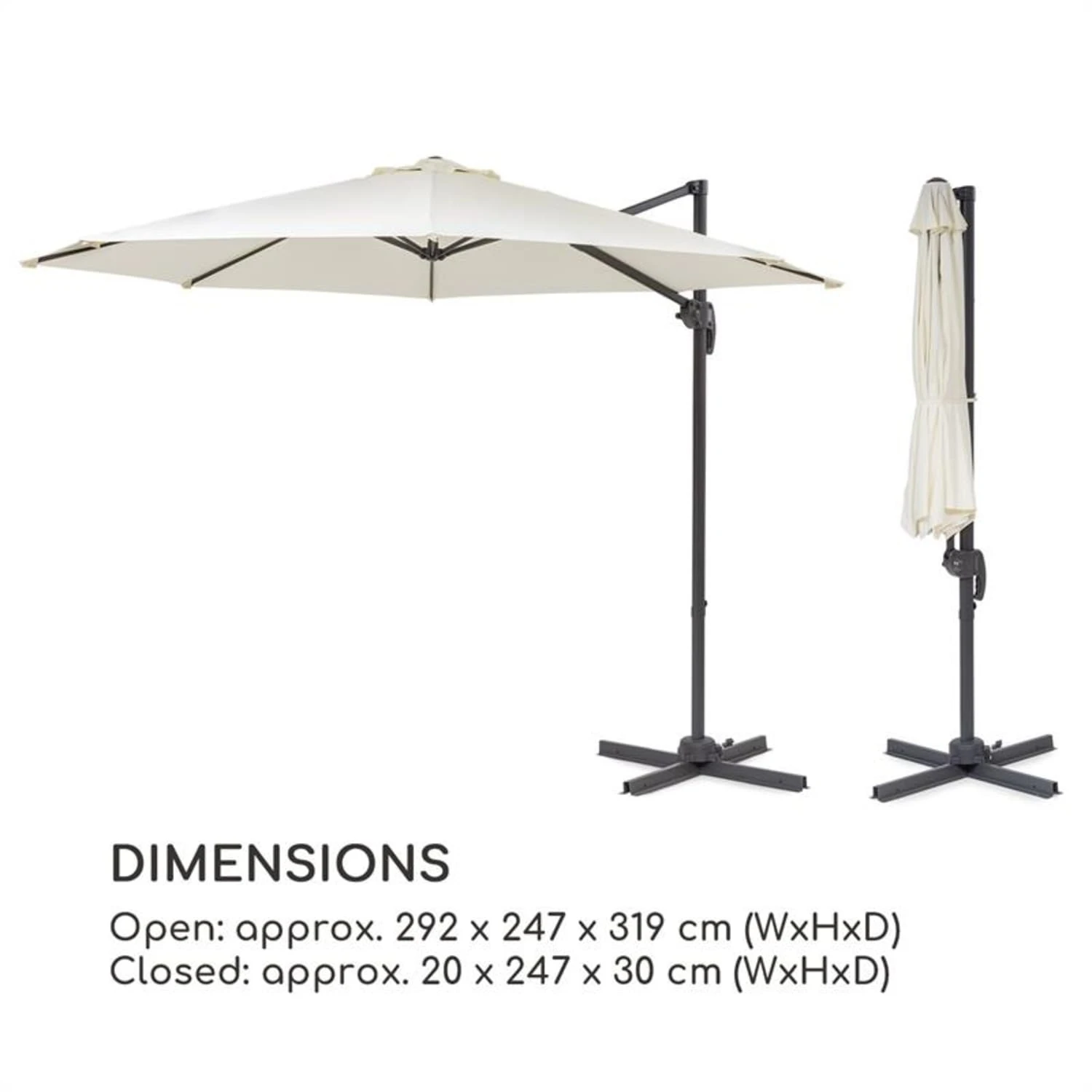 Belo Horizonte Sonnenschirm Sonnenschutz Ø 292cm Polyester Wasserabweisend Inkl. Standbasis Creme 9 Belo Horizonte Sonnenschirm Sonnenschutz Ø 292cm Polyester Wasserabweisend Inkl. Standbasis Creme – Bild 9