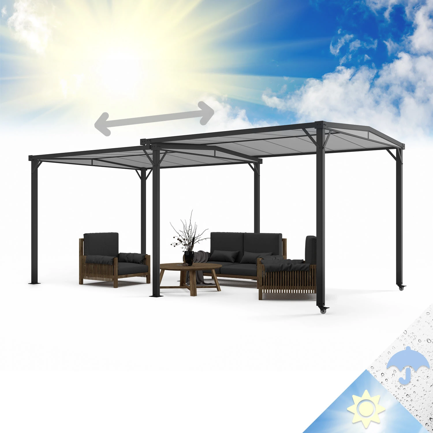 Pantheon Solid Sky Expand Pavillon 3x2,5x3 M Aluminium Polycarbonat 1 Pantheon Solid Sky Expand Pavillon 3x2,5x3 M Aluminium Polycarbonat