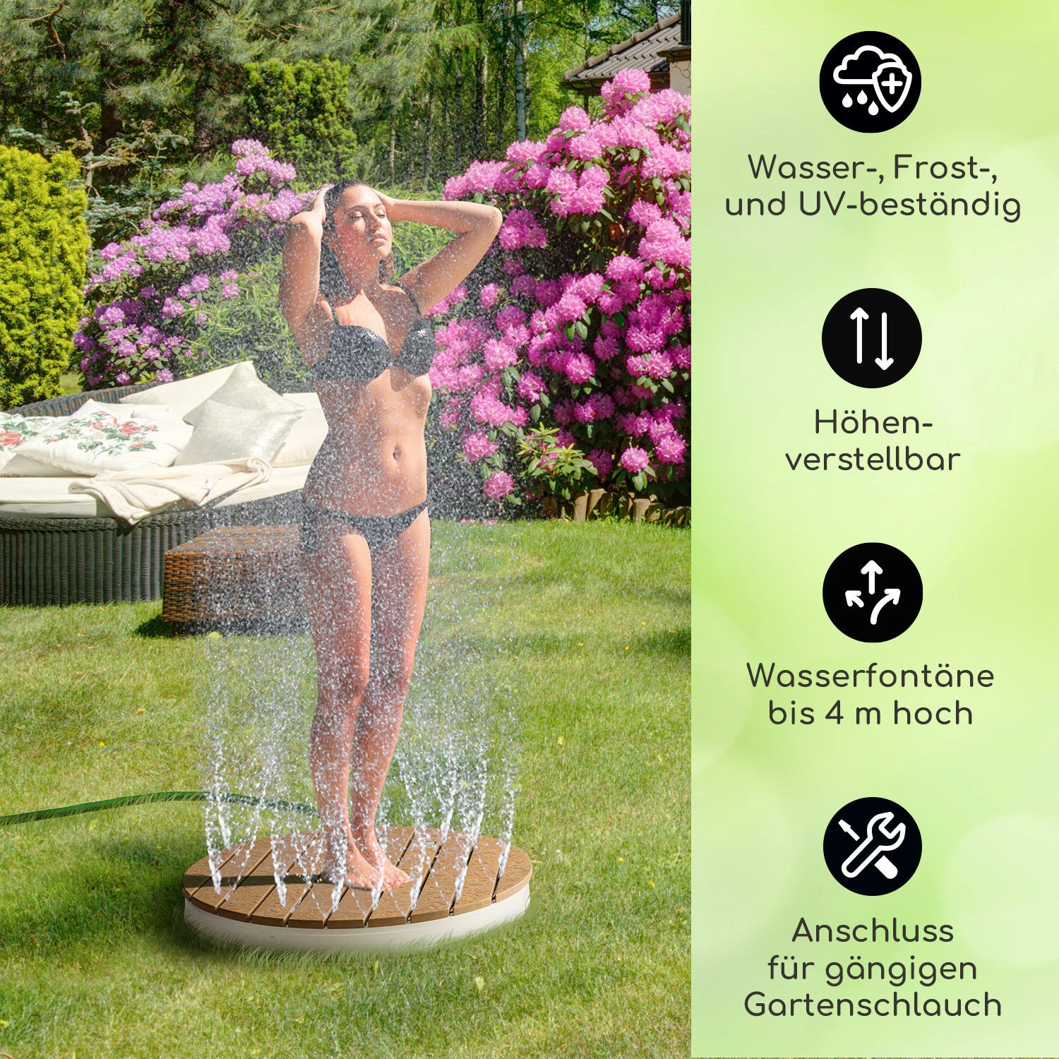 Sumatra Breeze Round Gartendusche WPC Aluminium 70x55cm Rund 2 Sumatra Breeze Round Gartendusche WPC Aluminium 70x55cm Rund – Bild 2