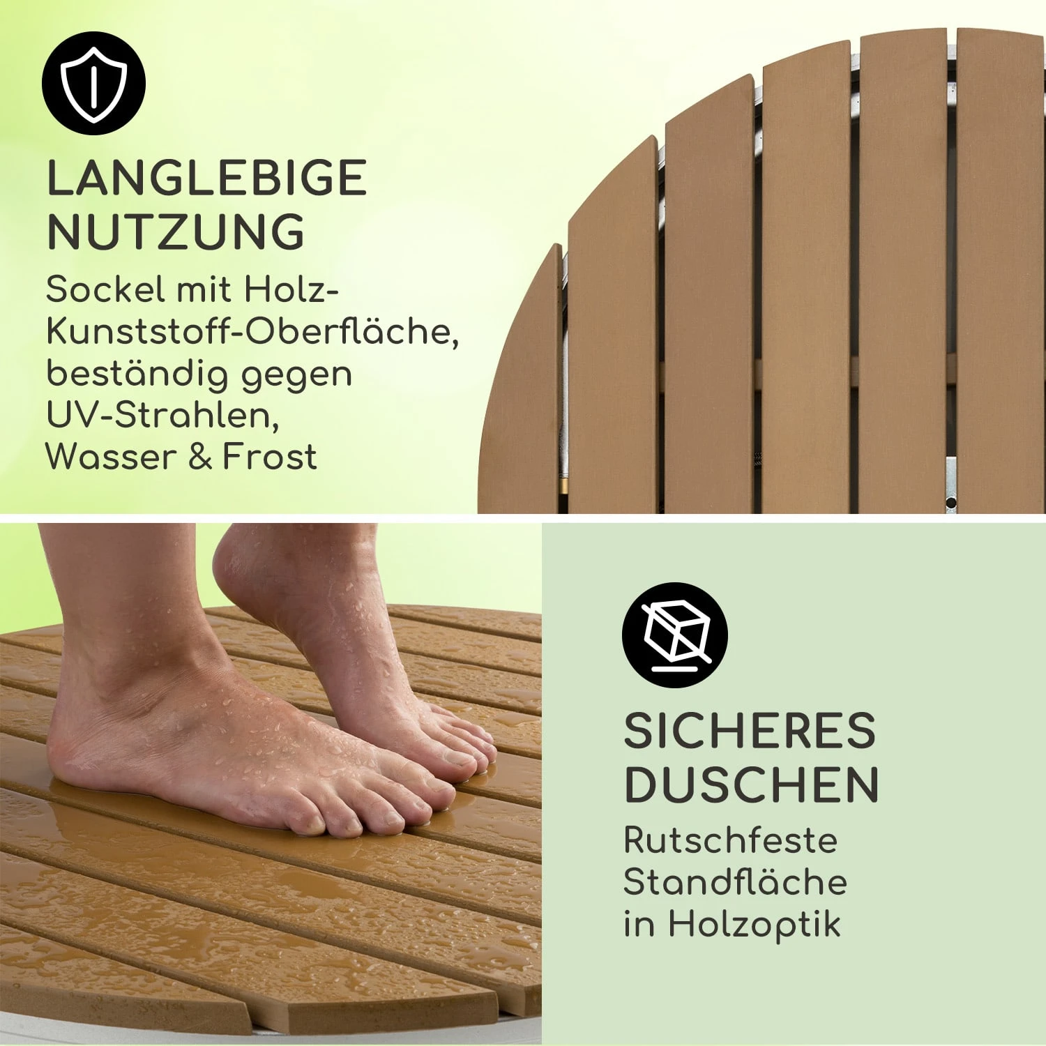 Sumatra Breeze Round Gartendusche WPC Aluminium 70x55cm Rund 3 Sumatra Breeze Round Gartendusche WPC Aluminium 70x55cm Rund – Bild 3