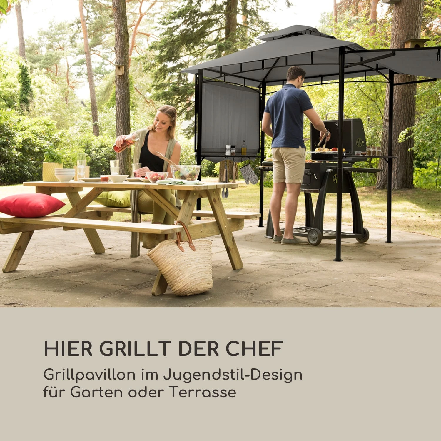 Steakhouse Wings Pavillon 244x260x152cm 160 G/m² PE Flammhemmend Stahl 2 Steakhouse Wings Pavillon 244x260x152cm 160 G/m² PE Flammhemmend Stahl – Bild 2