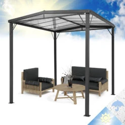 Pantheon Solid Sky Flat Pergola Vordach 3x3m Polycarbonat