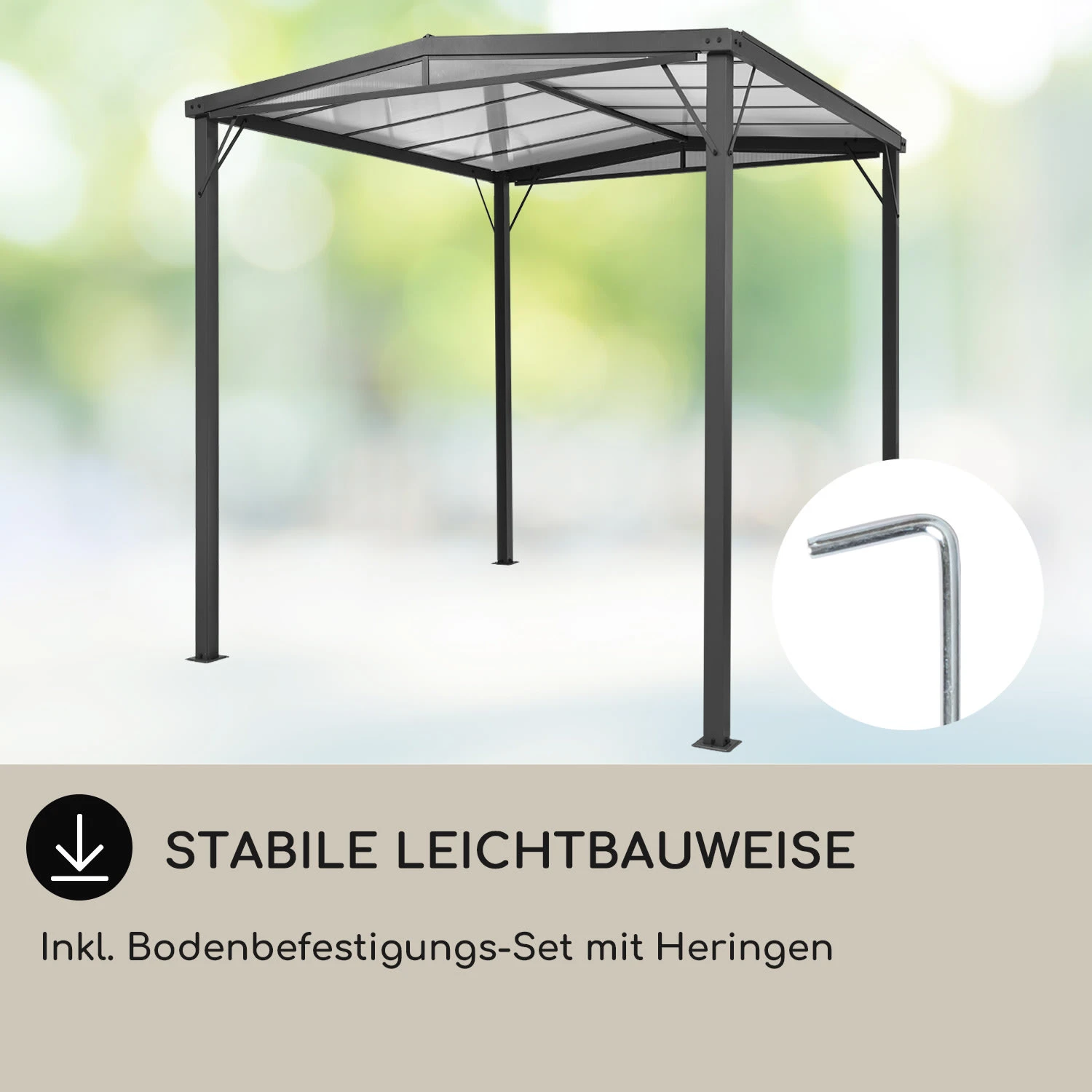 Pantheon Solid Sky Flat Pergola Vordach 3x3m Polycarbonat 4 Pantheon Solid Sky Flat Pergola Vordach 3x3m Polycarbonat – Bild 4