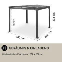 Pantheon Cortina Solid Sky Pergola Vordach 3x3m Polycarbonat Vorhänge -Garten Store 10034985 de 0004 usp
