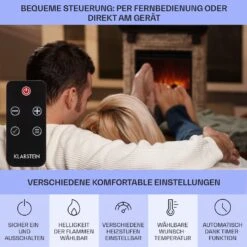 Etna Elektrokamin 1800W Wochentimer Fernbedienung LED -Garten Store 10035043 de 0006 usp