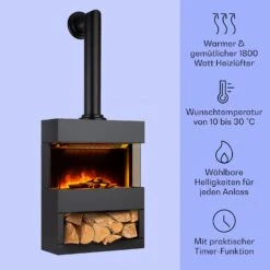 Zermatt Elektrischer Kamin 900/1800W Thermostat Flammenillusion -Garten Store 10035265 de 0003 usp