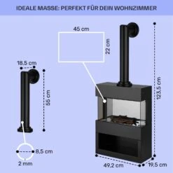 Zermatt Elektrischer Kamin 900/1800W Thermostat Flammenillusion -Garten Store 10035265 de 0005 usp