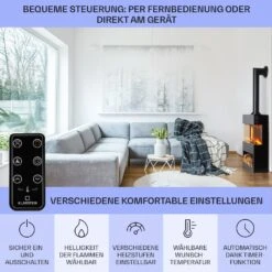 Zermatt Elektrischer Kamin 900/1800W Thermostat Flammenillusion -Garten Store 10035265 de 0006 usp