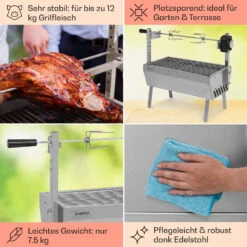 Sauenland Mini Rotisserie-Grill Drehspieß 4W 12kg Max. Edelstahl -Garten Store 10035371 de 0005 usp