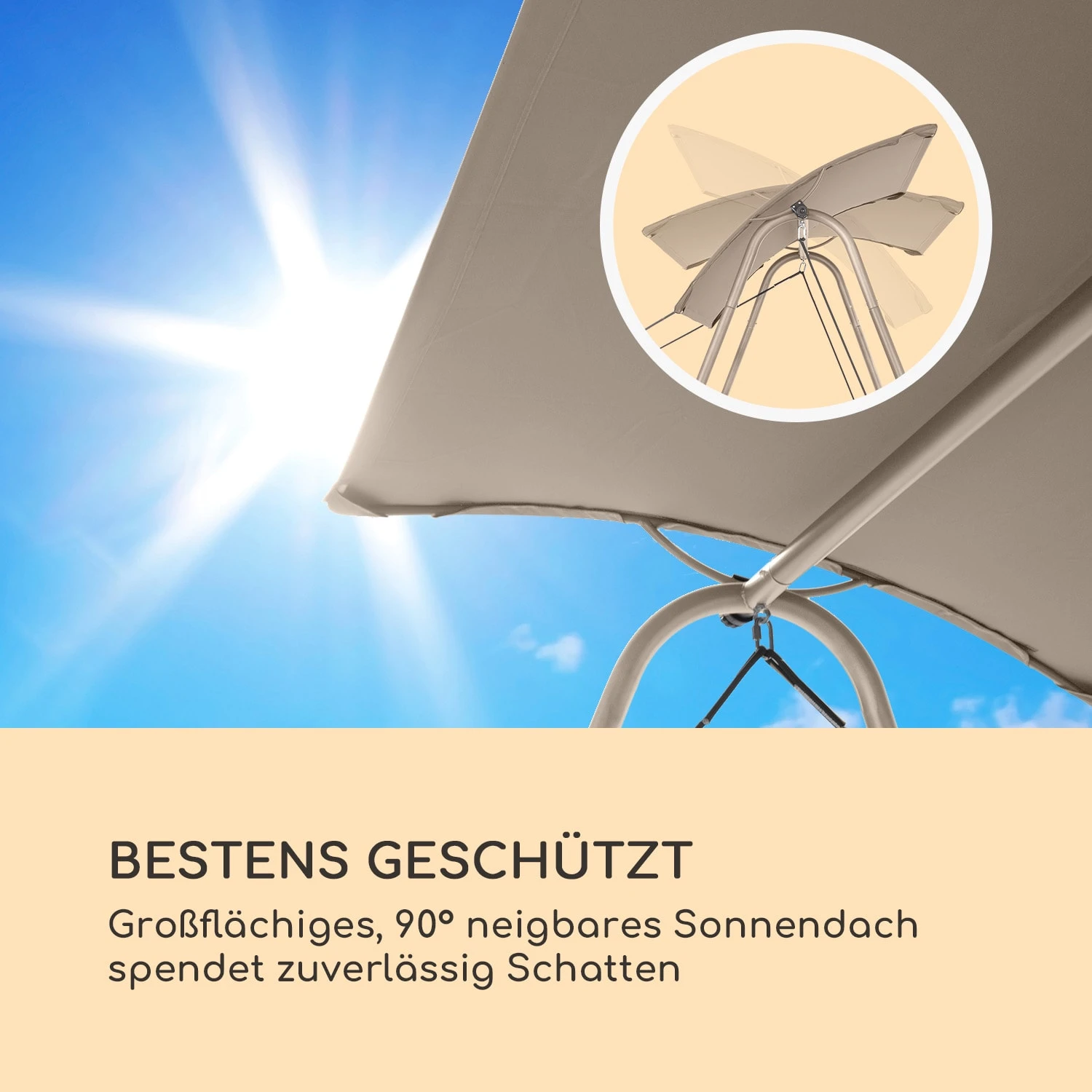 Garden Grove Gartenliege Swing Bed Stahlrahmen Sonnendach Polyester 5 Garden Grove Gartenliege Swing Bed Stahlrahmen Sonnendach Polyester – Bild 5