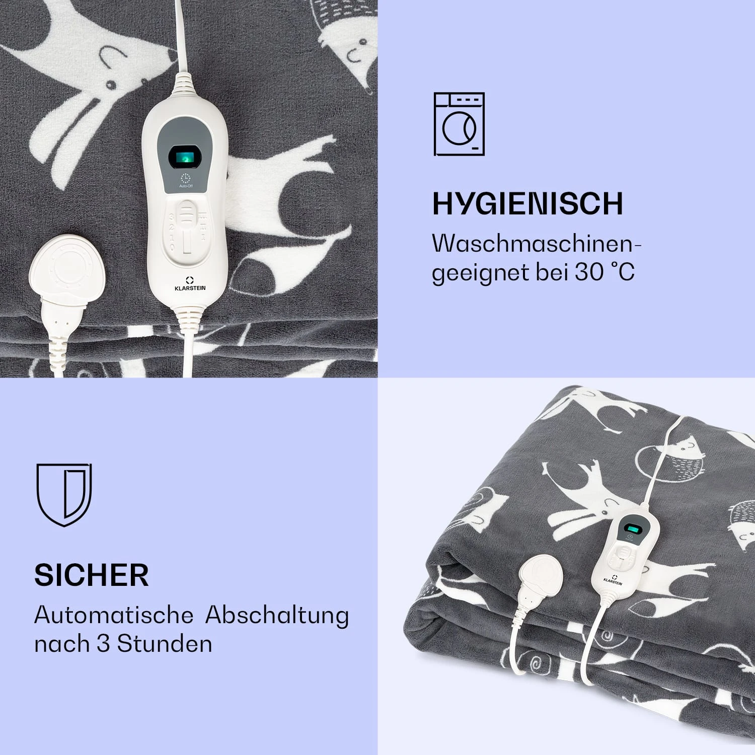 Dr. Watson XXL Heizdecke 3 Stufen Waschbar 200x180cm Coral Fleece 4 Dr. Watson XXL Heizdecke 3 Stufen Waschbar 200x180cm Coral Fleece – Bild 4