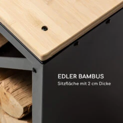 Kindlewood L Black Holzspeicher Sitzbank 104x40x35cm Bambus Zink -Garten Store 10035762 de 0004 logo