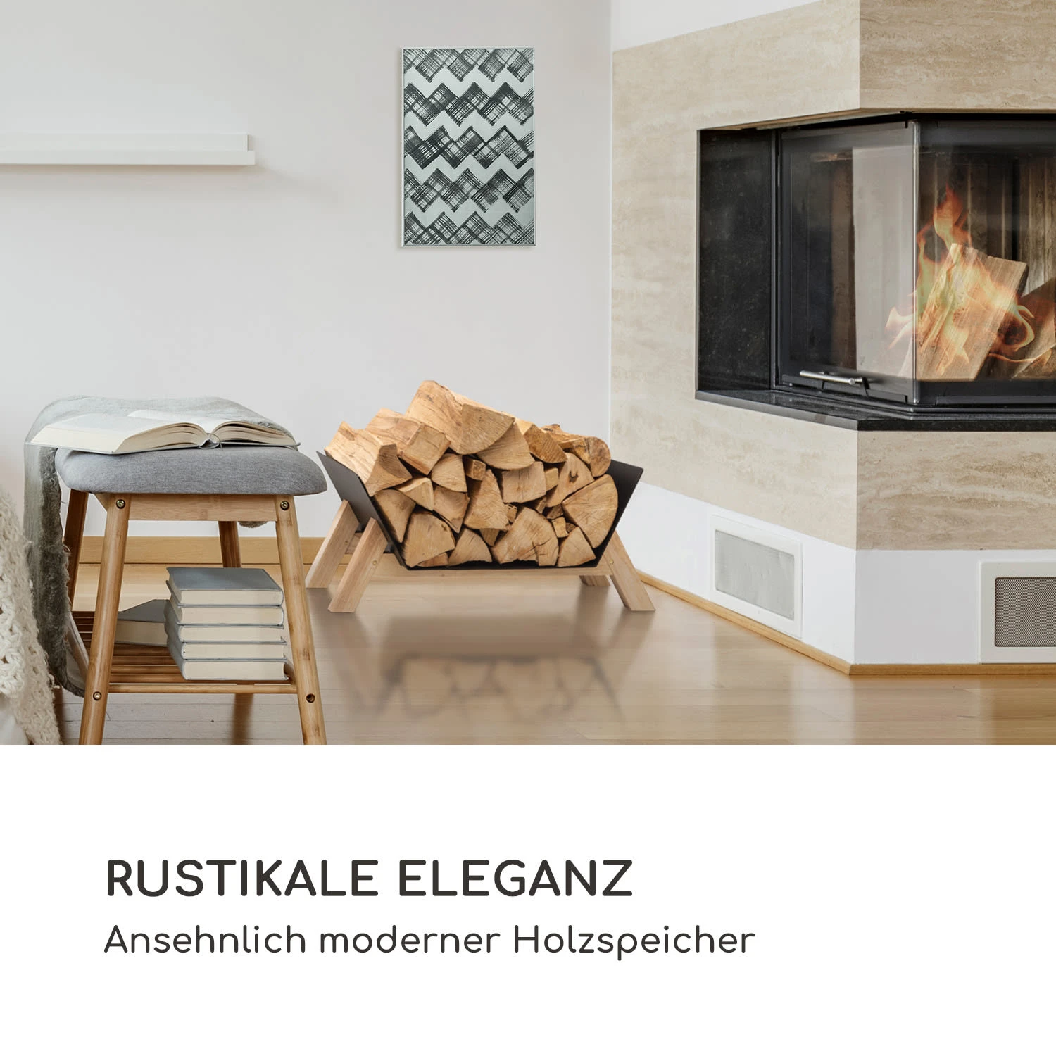 Langdon Wood Black Holzlager 68x38x34 Cm Eisen & Holz 2 Langdon Wood Black Holzlager 68x38x34 Cm Eisen & Holz – Bild 2