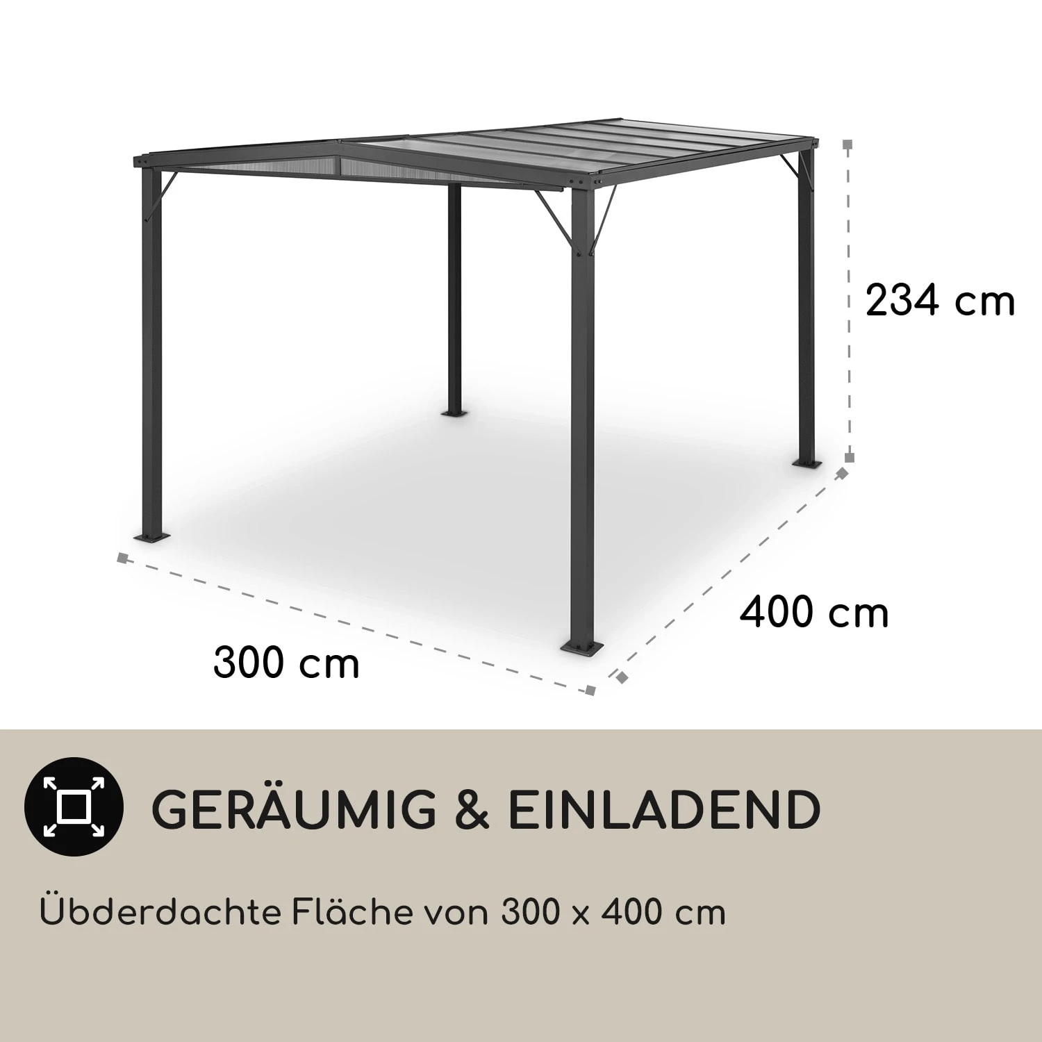 Pantheon Solid Sky Flat Pergola Vordach 3x4m Polycarbonat 4 Pantheon Solid Sky Flat Pergola Vordach 3x4m Polycarbonat – Bild 4