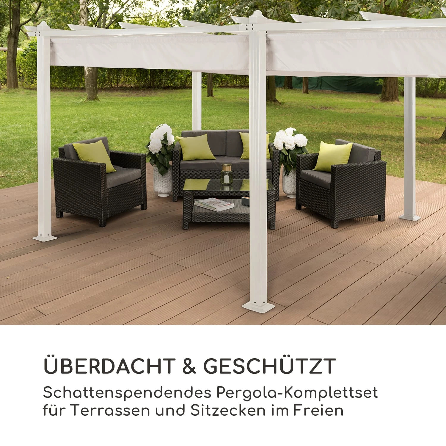 Pantheon Pergola Aluminiumkantrohr 3x6m 4 Eckpfosten Wasserabweisend 2 Pantheon Pergola Aluminiumkantrohr 3x6m 4 Eckpfosten Wasserabweisend – Bild 2