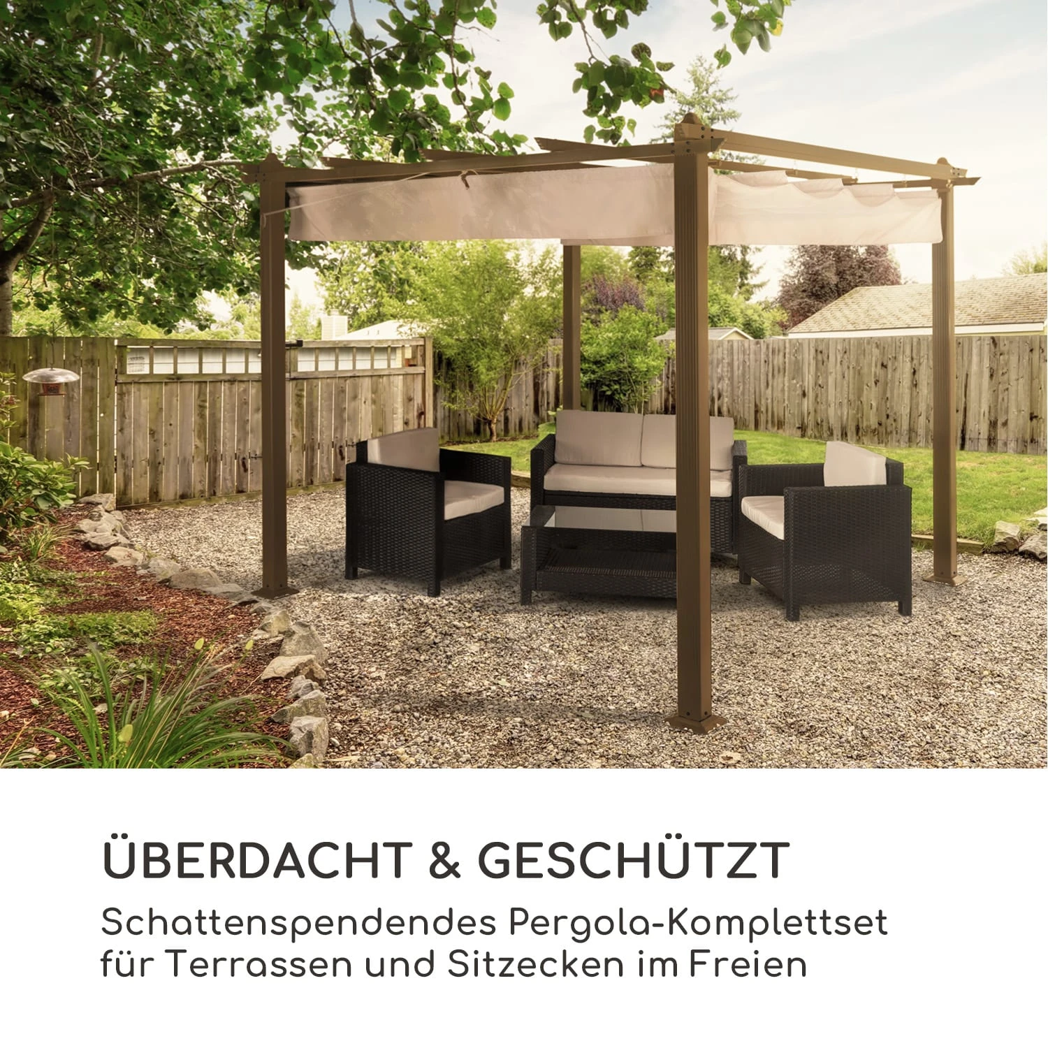 Pantheon Rust Pergola Aluminium 3x3m 6 Eckpfosten Wasserabweisend 2 Pantheon Rust Pergola Aluminium 3x3m 6 Eckpfosten Wasserabweisend – Bild 2