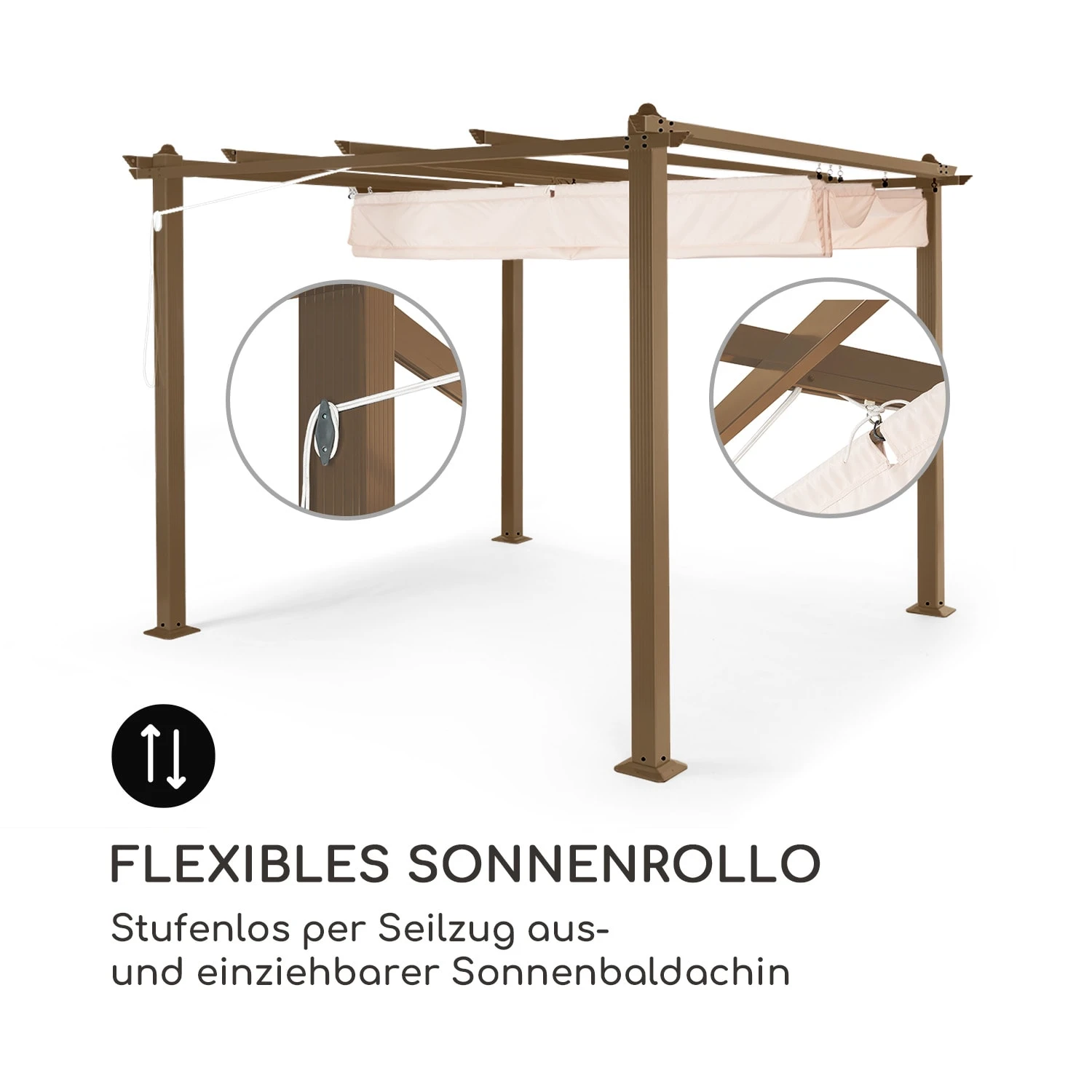 Pantheon Rust Pergola Aluminium 3x3m 6 Eckpfosten Wasserabweisend 4 Pantheon Rust Pergola Aluminium 3x3m 6 Eckpfosten Wasserabweisend – Bild 4