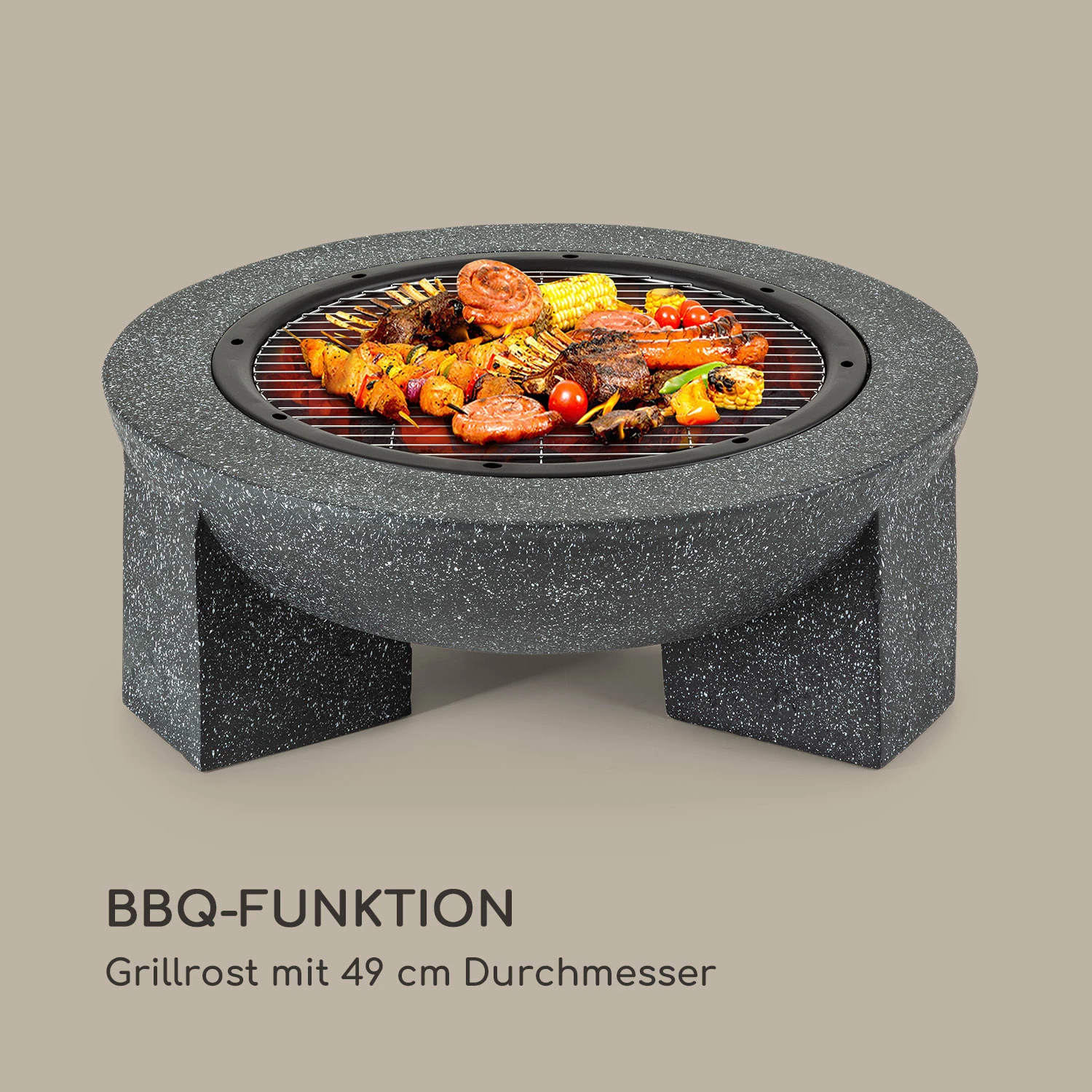 Troja Feuerschale Grill Ø 75 Cm Funkenfang Stahl Kunststein Feuerfest 3 Troja Feuerschale Grill Ø 75 Cm Funkenfang Stahl Kunststein Feuerfest – Bild 3