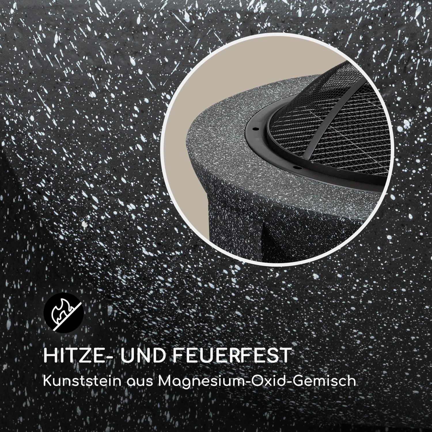 Troja Feuerschale Grill Ø 75 Cm Funkenfang Stahl Kunststein Feuerfest 4 Troja Feuerschale Grill Ø 75 Cm Funkenfang Stahl Kunststein Feuerfest – Bild 4