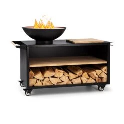 Savage 2.0 Wide Feuerschale Grill Bambus-Schneidebrett Wetterschutz