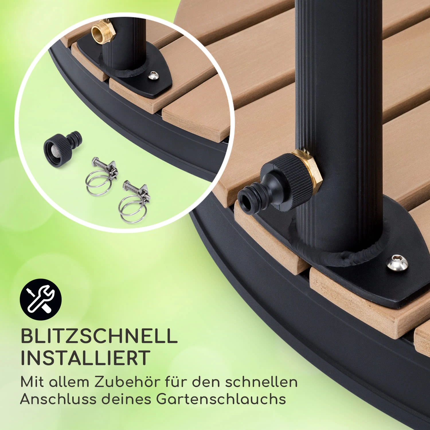 Sumatra Falls Round Gartendusche WPC Aluminium Ø 80 Cm Rund 5 Sumatra Falls Round Gartendusche WPC Aluminium Ø 80 Cm Rund – Bild 5