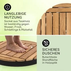 Sumatra Teak Round Gartendusche Aluminium Teakholz Tragegriff -Garten Store 10036351 de 0003 usp