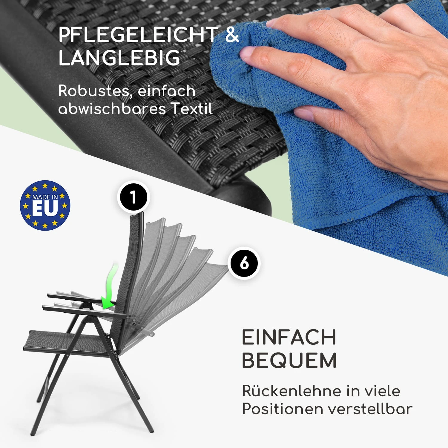 London Gartenstuhl Textilene Aluminium 6-Positionen Klappbar 3 London Gartenstuhl Textilene Aluminium 6-Positionen Klappbar – Bild 3