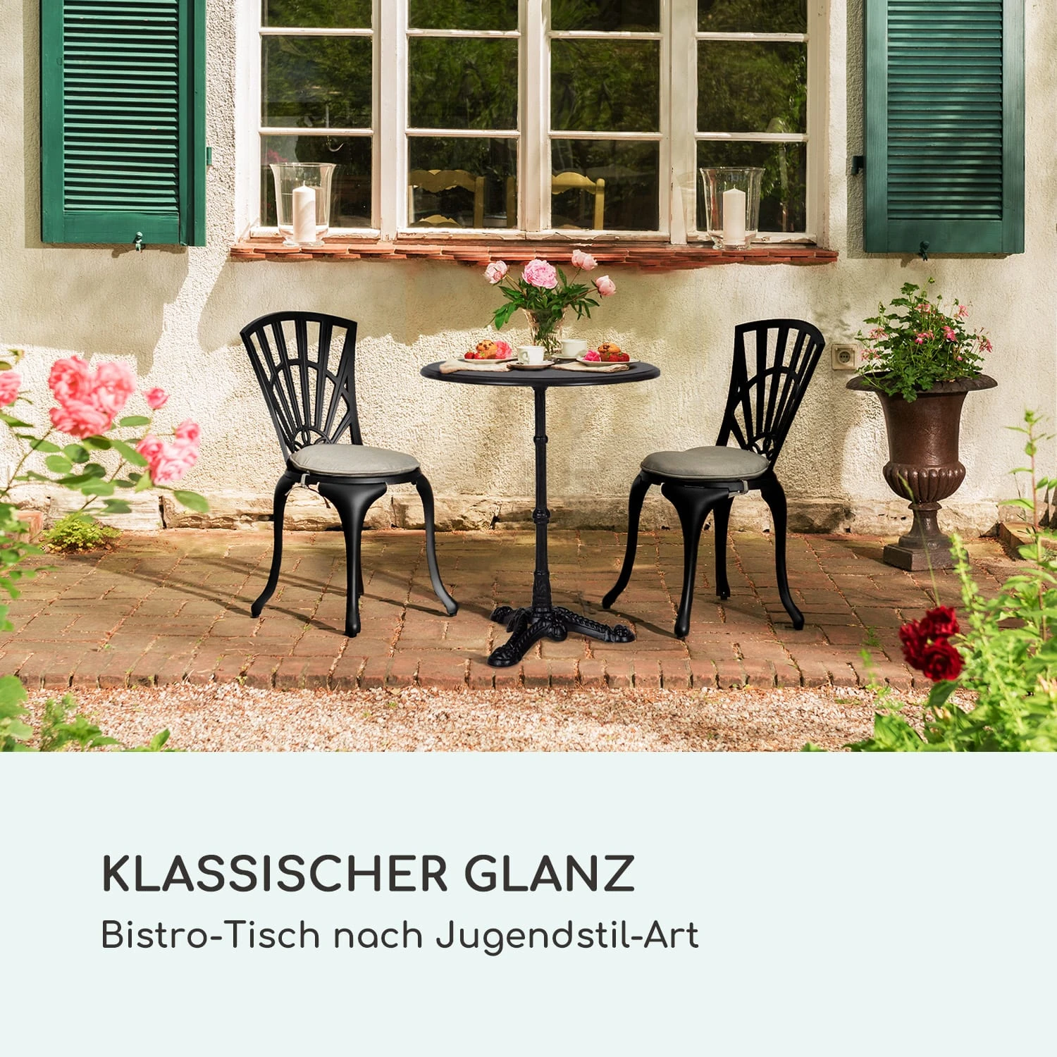 Patras Bistro-Tisch Marmortischplatte Ø60cm Gusseiserner Standfuß 2 Patras Bistro-Tisch Marmortischplatte Ø60cm Gusseiserner Standfuß – Bild 2