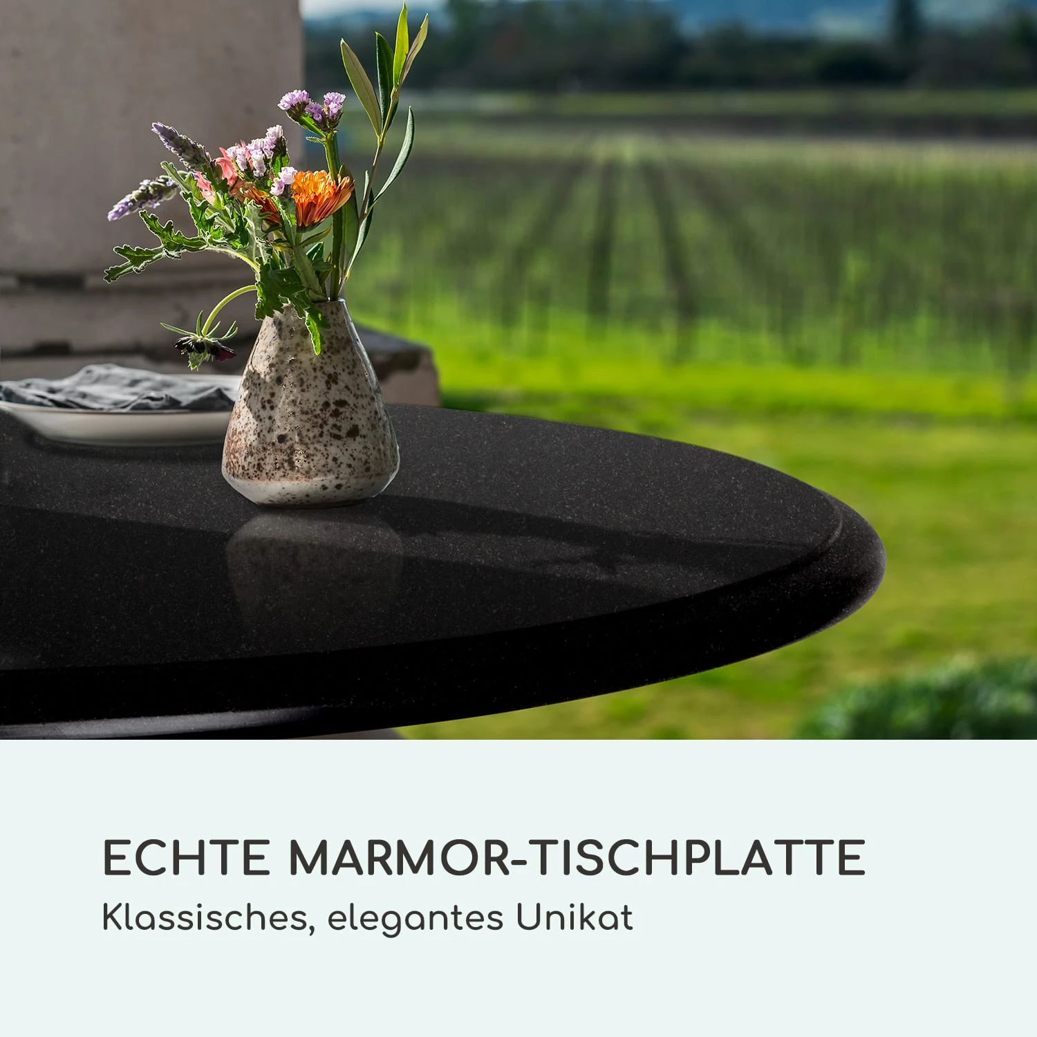 Patras Bistro-Tisch Marmortischplatte Ø60cm Gusseiserner Standfuß 3 Patras Bistro-Tisch Marmortischplatte Ø60cm Gusseiserner Standfuß – Bild 3