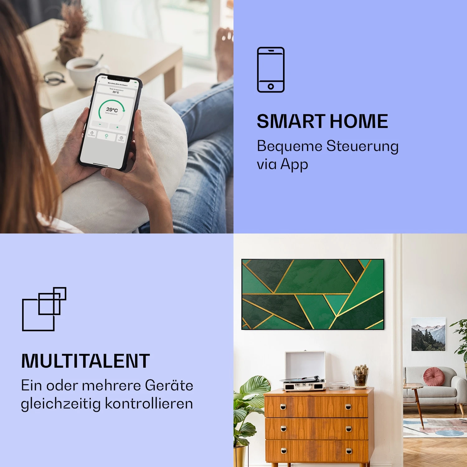 Wonderwall Air Art Smart Infrarotheizung Grüne Linie 120x60cm 700W 2 Wonderwall Air Art Smart Infrarotheizung Grüne Linie 120x60cm 700W – Bild 2