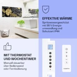 Wonderwall Air Art Smart Infrarotheizung Schwarzes Blatt 120x60cm 700W -Garten Store 10037922 de 0004 logo