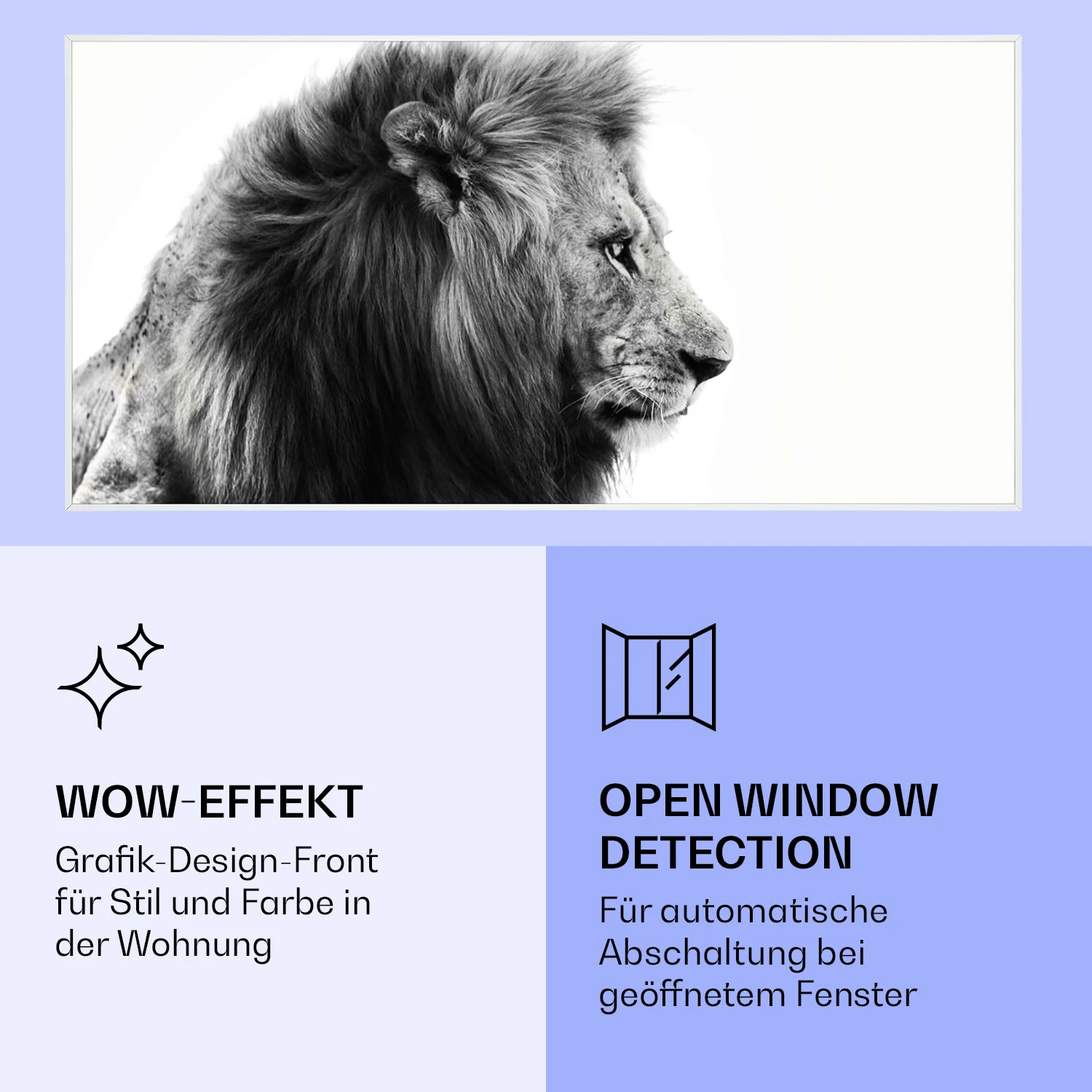 Wonderwall Air Art Smart Infrarotheizung Löwe 60x120cm 700W 6 Wonderwall Air Art Smart Infrarotheizung Löwe 60x120cm 700W – Bild 6