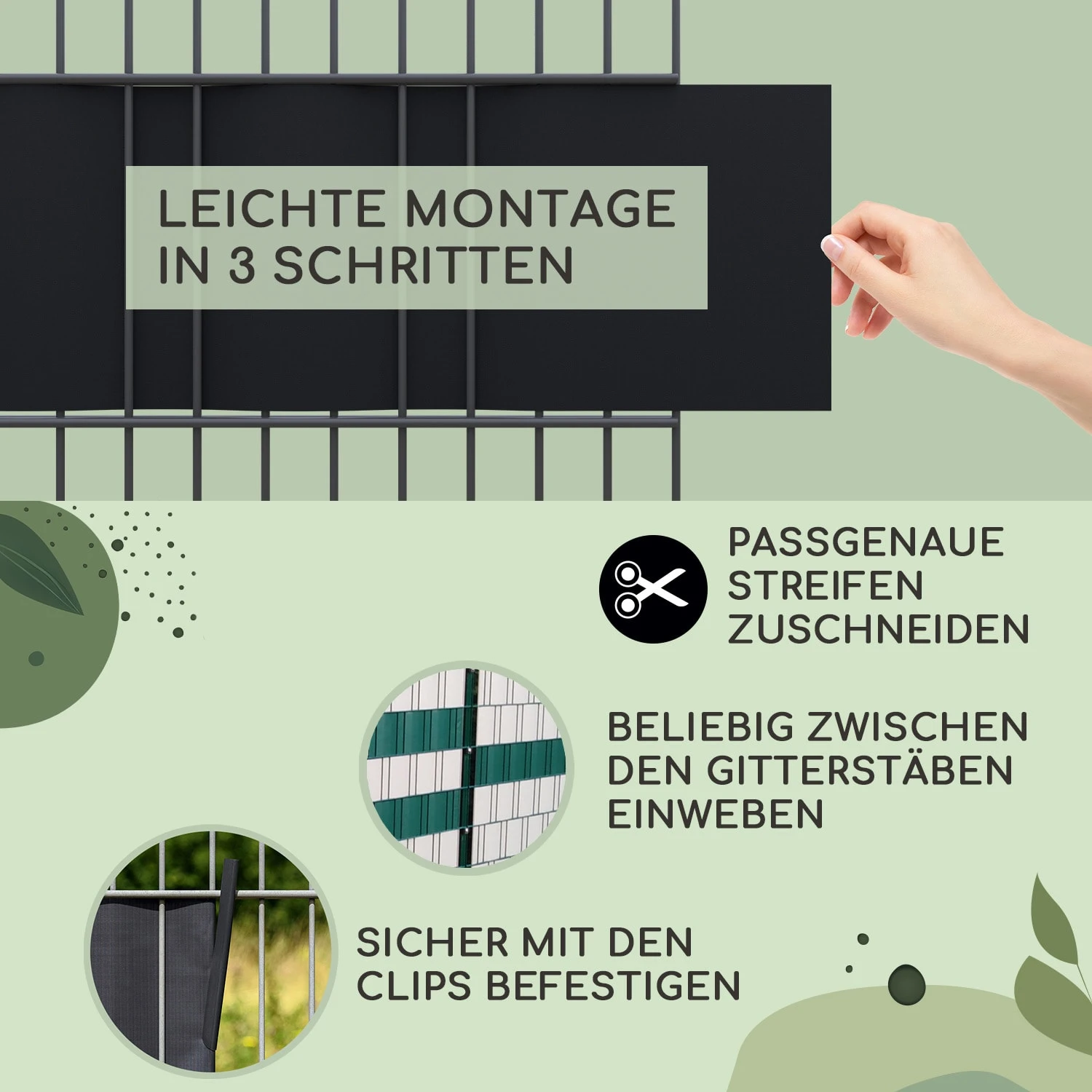 Sichtschutzstreifen Gartenzaun PVC 450 G/m² 50x19cm Clips 4 Sichtschutzstreifen Gartenzaun PVC 450 G/m² 50x19cm Clips – Bild 4