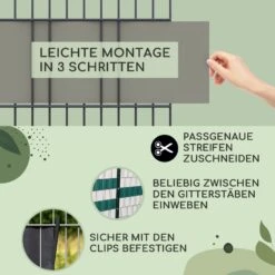 Sichtschutzstreifen Gartenzaun PVC 450 G/m² 50x19cm Clips -Garten Store 10037986 de 0004 usp